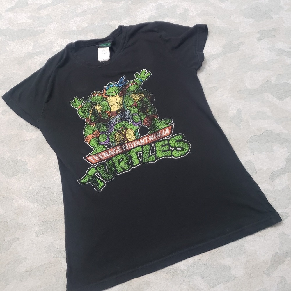 Vintage Ninja Turtles Shirt Youth Black Short Sleeve - Picture 2 of 10